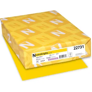 Color Cardstock, 65 lb Cover Weight, 8.5 x 11, Solar Yellow, 250/Pack