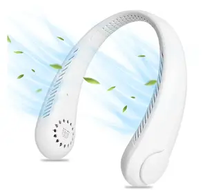 Portable Neck Fan, Hands Free Wearable Fan, 4000 mAh Rechargeable, 3 Speeds-White