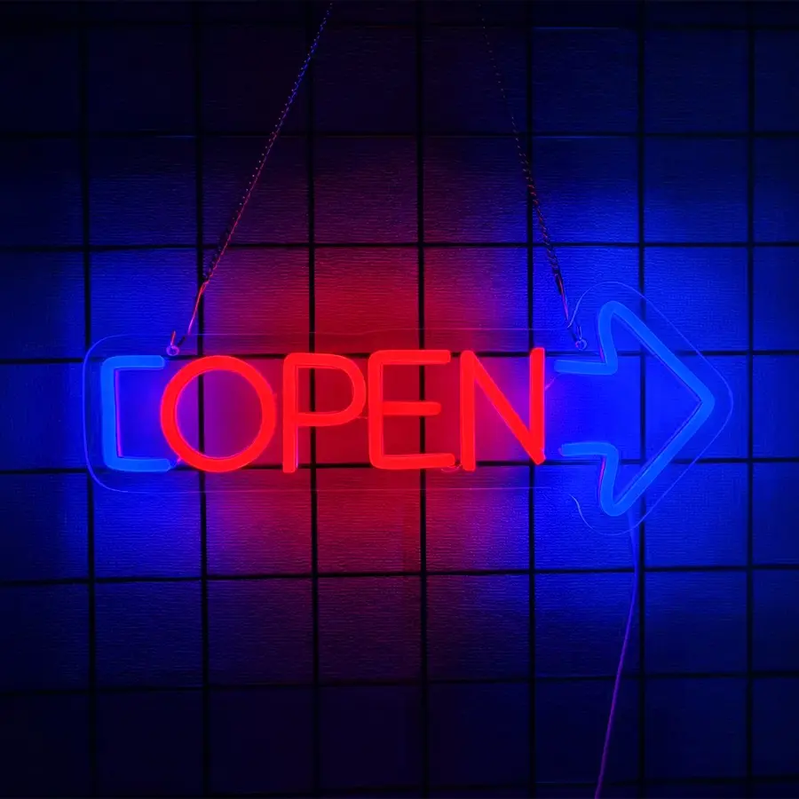 Open Signs for Business, Neon Open Sign, Bright Electric Light Up Open Signs for Bars, Stores, Coffee Shop, Hotel, Window, Outdoor etc, LED Neon Lights