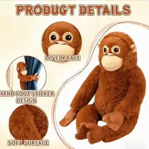 Younge Skog Gorilla Plush Toy Long-Arm Monkey Pillow, Cute Kids Doll Gift, Soft Stuffed Animal, Perfect Present for Children