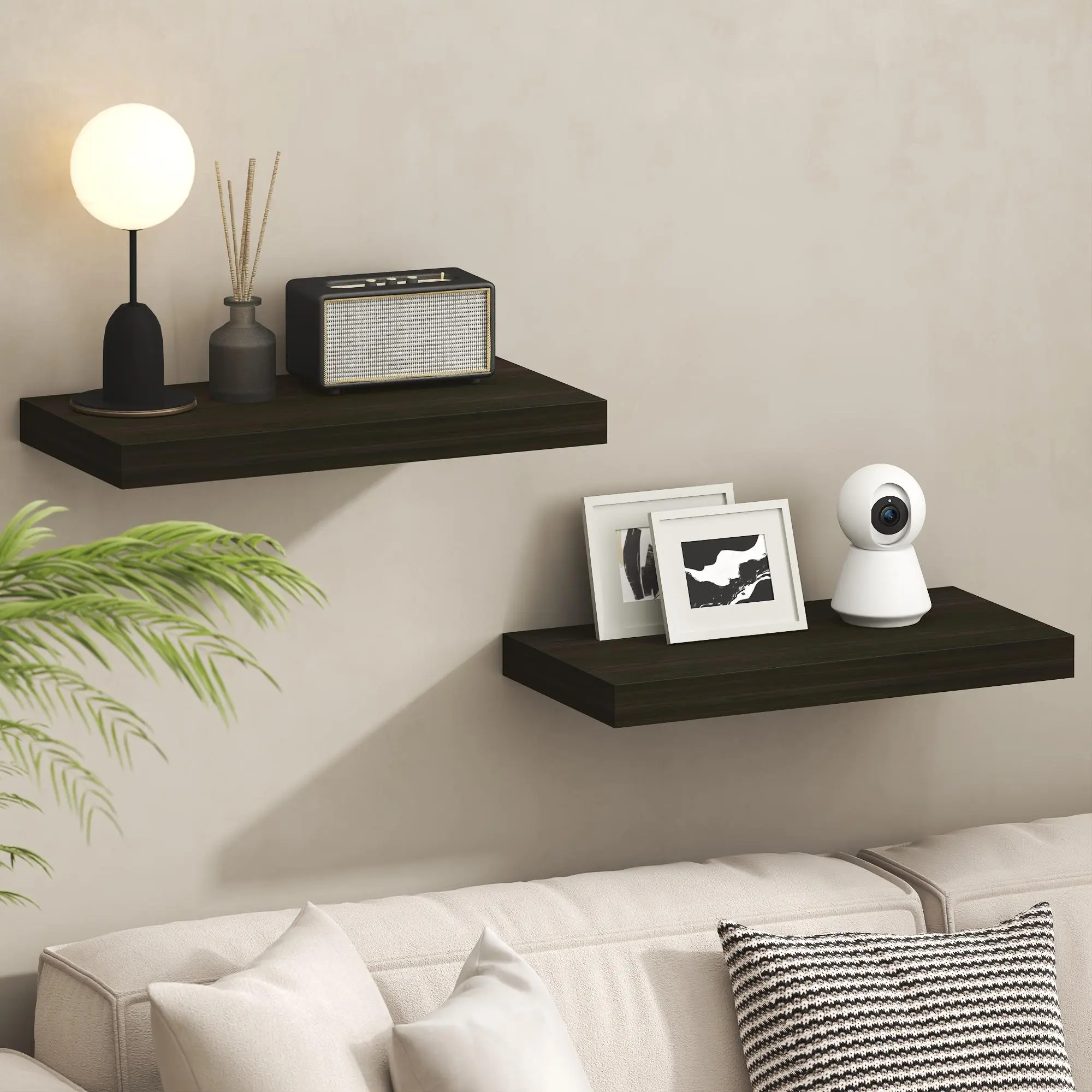 TANNA Floating Shelves for Wall, 11.5 x 24 Wall Shelf, Wall Mounted Floating Shelf with Invisible Brackets, 2 Thick Shelf, for Bathroom, Living Room, Bedroom, Home Office, Oak, Wall Storage and Home Decor for Small Spaces