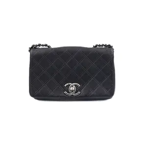 Pre-owned CHANEL Leather Shoulder Bags Diagonal Quilted Classic Flap Bag Black JM AZ219