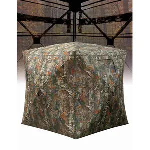 270° See-Through Pop Up Hunting Blind for 2-4 Person, Ground Blind with Silent Magnetic Door, Waterproof Camouflage Tent for Deer & Turkey Hunting, Lightweight Portable Gear with Carry Bag, Quick Setup Outdoor Tracking Blind