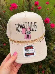 Southern Bliss Trouble Maker Khaki Otto Trucker Hat, Female, Baseball Cap