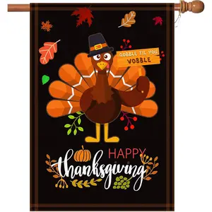 Akeydeco Happy Thanksgiving Flags,Thanksgiving Garden Flag 28 X 40 Inch Thanksgiving House Flag Double-Sided 2 Layer Thanksgiving Turkey House Flag for Thanksgiving Decoration BOUTIQUE_GOODS