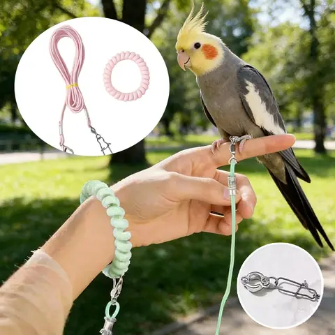 Ultra-Light Portable Bird Training Leash, Parrot Elastic Release Rope, Phoenix Tiger Peacock Foot Ring, Harnesses, Safe Flight Training for Outdoor, Indoor and Outside Use