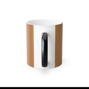 Color Changing Mug - Brown and White Design with Black Handle