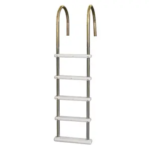 Poolzilla in-Pool Ladder - Deck Mounted Stainless Steel/Resin Entry and Exit System with Swivel Base Step, Supports up to 250 LBS - for 48’’ to 54’’ in. Swimming Pools