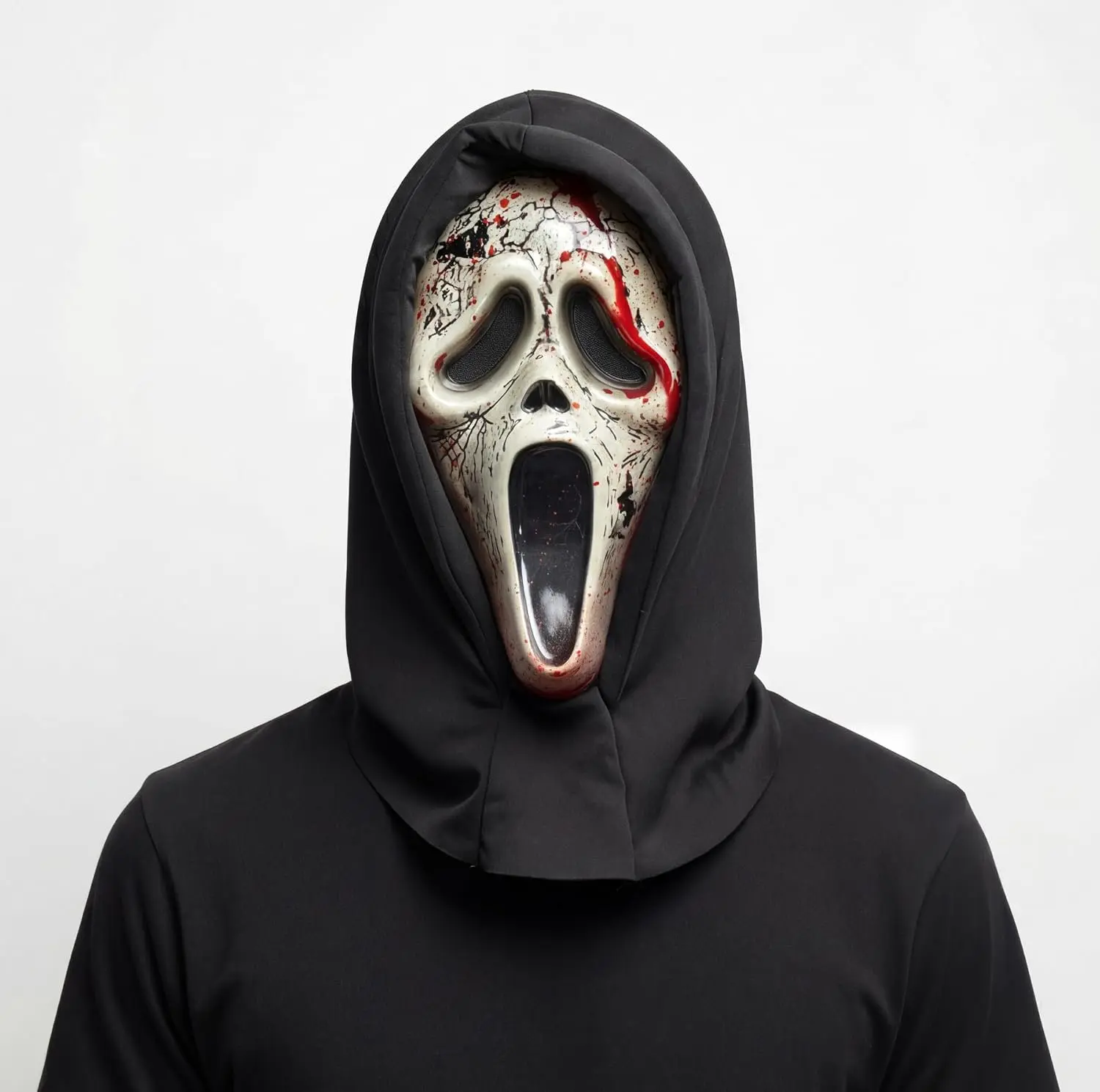 Fun World Aged Ghost Face Adult Bleeding Mask, One Size Fits Most, Black