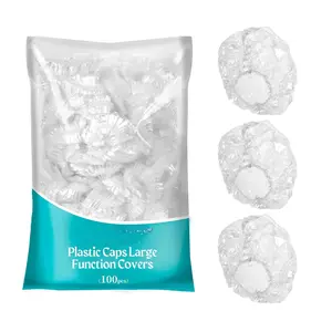 Disposable Shower Caps 100 count - Large Clear Plastic Shower Cap for Women Men Long Hair   Deep Conditioning Oil  Hair Cap for Sourdough Bread Hair Dye Travel Essential