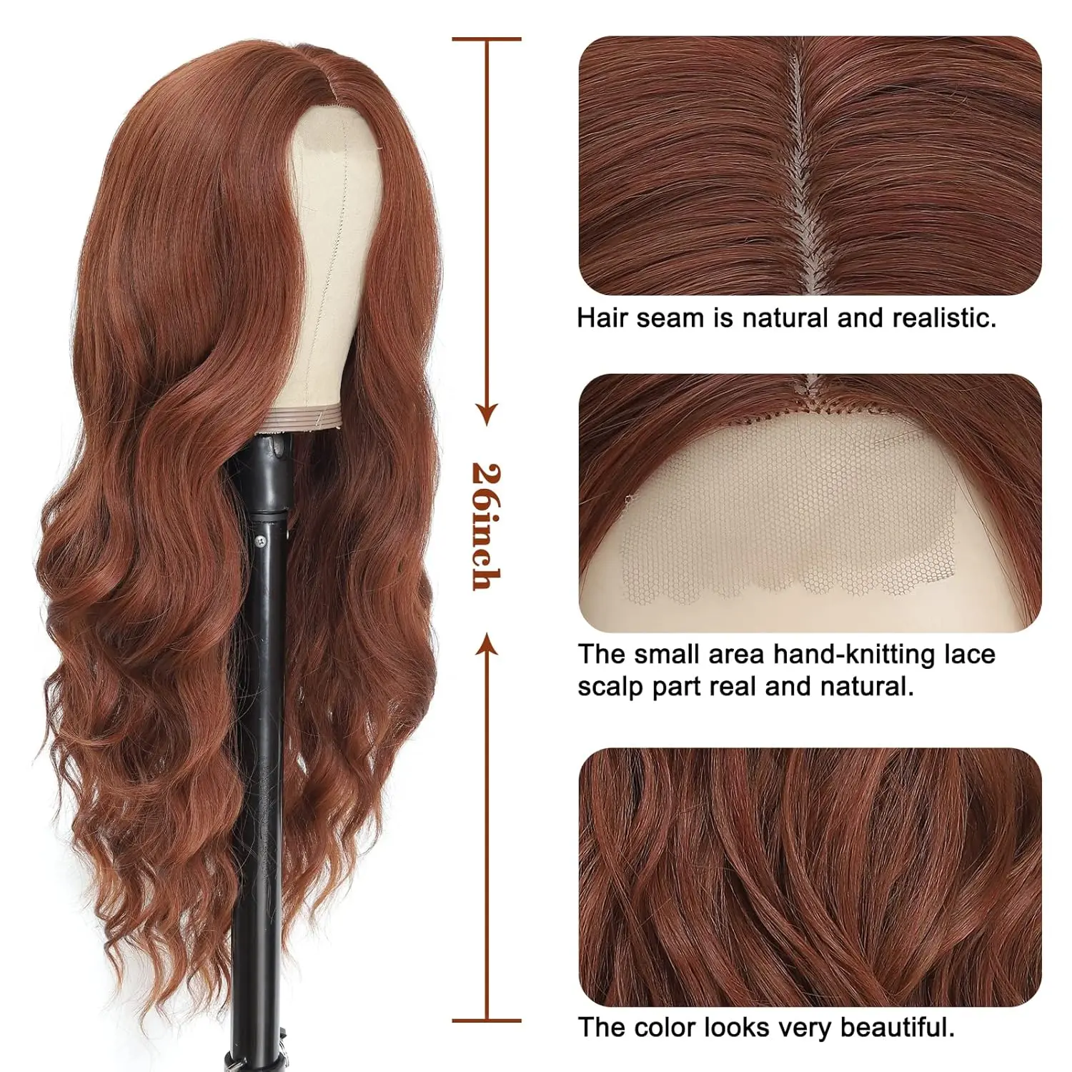 Wiglassic Ombre Blonde Wavy Wig for Women Middle Part Long Wavy Wig Synthetic Heat Resistant Fiber Wig for Daily Party Use everyday wear