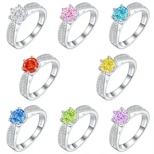 S925 silver 1.2 carat inlaid 5A+ zircon ring female classic six claw ring engagement gift Mother's Day gift Cubic Zirconia Ring Versatile