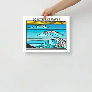 Go with the Waves Poster Print Decor Gift for Home