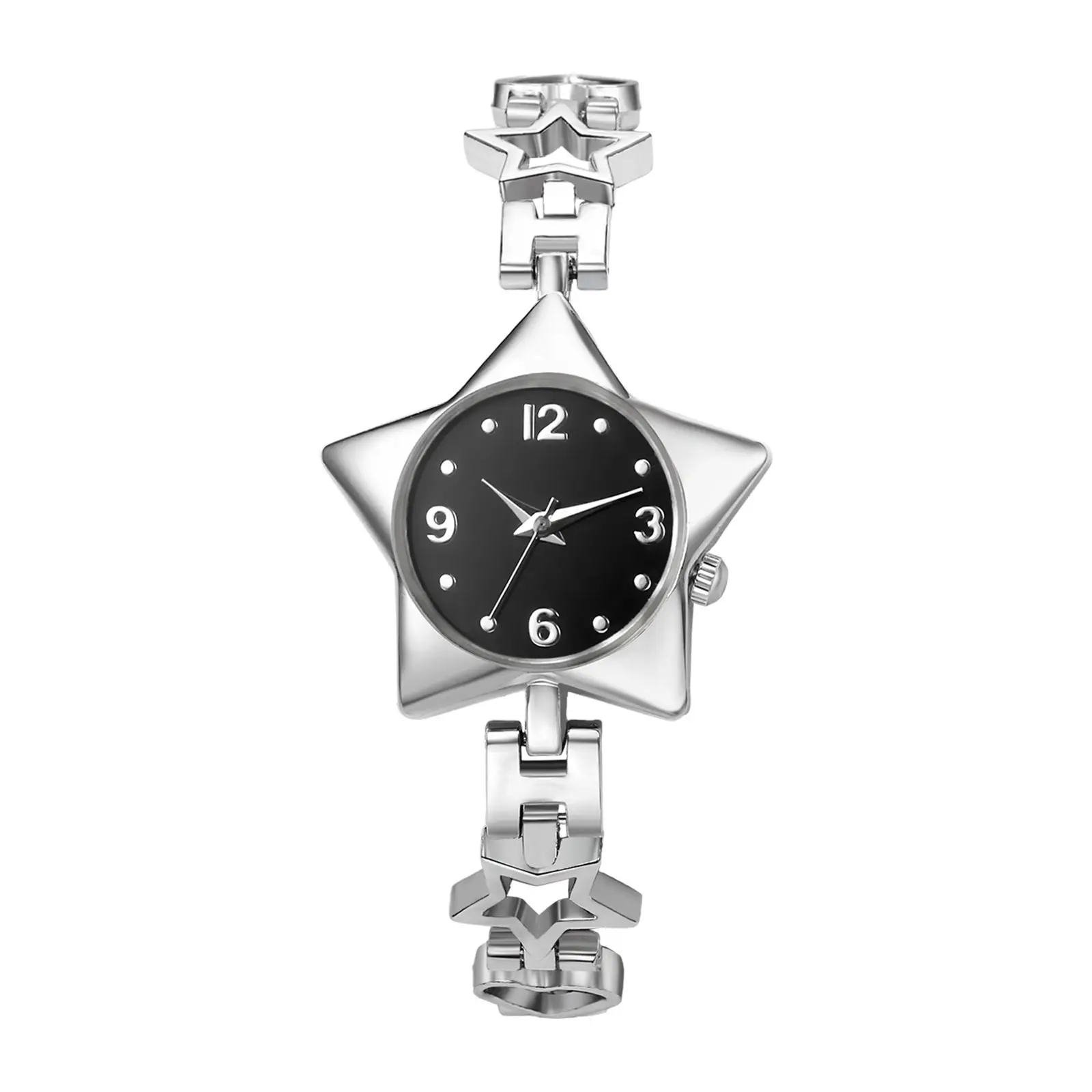 OIDEA Women's Hollow Star Charm Bracelet Watch - 1.34 in Heart Star-Shaped Dial, Alloy Band, Bracelet Look, Heart Charms, Quartz Drive Y2K Dainty Quartz Wristwatch, Cute Gift for Teen Girls