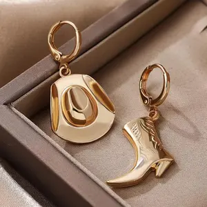 Women's 2-Piece Western-Inspired Earrings - Creative Vintage Cowboy Hat & Western Boots Mismatched Design, Classic & Ornate Styles, Suitable for Daily Wear, Classic Western Earrings
