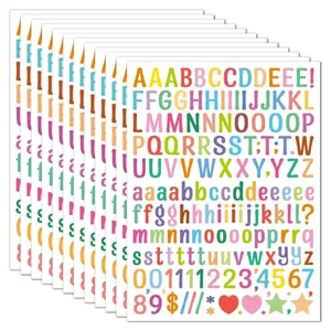 10 Sheets 0.5in Self-Adhesive Vinyl Letter Number Stickers, 0.5 Inch, Office School Home Use, Bulletin Board Classroom Mailbox Door Decor