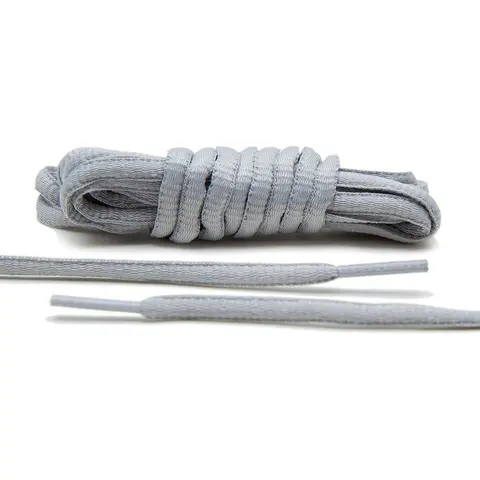 Light Grey Thin Oval Dainty Minimalist Sneaker Laces - Athletic, Sports Shoe Accessory for Casual Footwear & Sneaker Customization, Machine Washable with Stylish Modern Touch