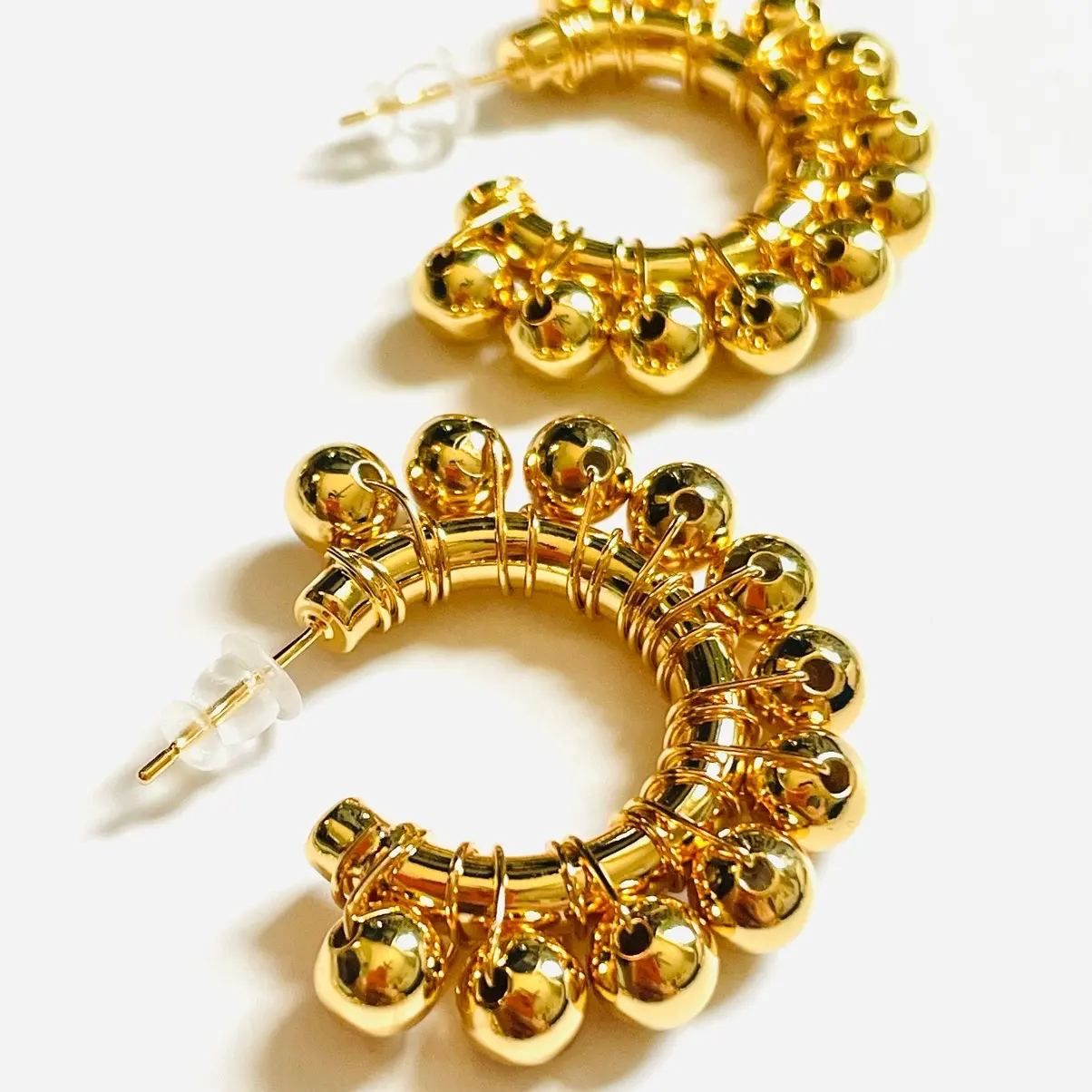 Bead Wrapped Hoop Earrings for Females - Fashion Accessories creative
