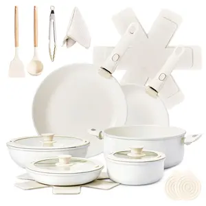 【Summervibes】Ubesgoo 22 Piece Non-Stick Cookware Set with Detachable Handles for Versatile Cooking Easy Food Release Ideal for Beginners and Experienced Cooks
