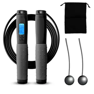 2 In 1 Cordless Jump Rope with Counter for  - Adjustable Smart Skipping Rope For Men Women Kids Outdoor Speed Boxing Crossfit Workout Exercise Cardio large ball-weighted jump rope  Training Jump Rope Set