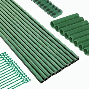 Garden Stakes 14 Inch 48 Pack, DIY 4Ft 5Ft 6Ft 7Ft 8Ft Tomato Stakes Plastic Coated Metal Plant Sticks Stakes Supports for Indoor Outdoor Plants Vegetable Alabzphsia
