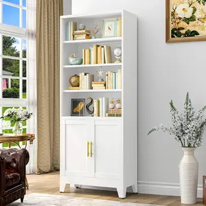 71" Modern Storage Cabinet - Metal Enclosed Door Cabinet with 4 Adjustable Shelves, Multi Layer Bedroom Storage Solution, Multi Layer Cabinet