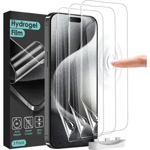 Screen Protector [3 Pack Soft Hydrogel Film for  15 Pro/15, Upgraded Non-breakable Flexible TPU]