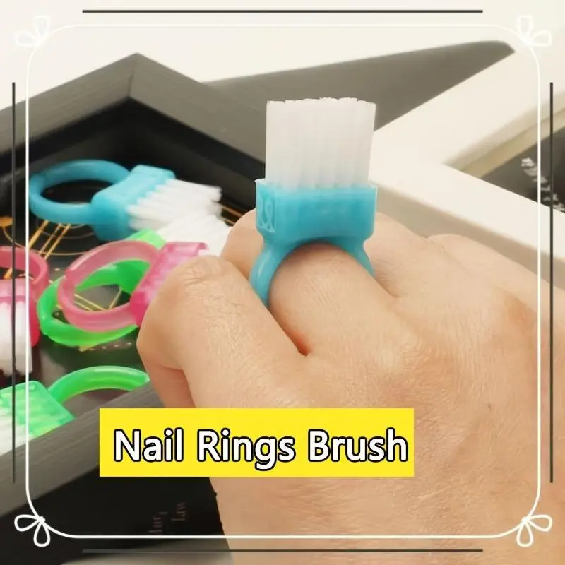 New Mini Nail Ring Brushes, Dust Brushes, Easy to Handle Nail Hygiene And Jewelry Maintenance, Finger Clip Brushes, Nail Art Tools Small Brushes