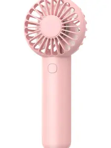 Mini Handheld Fan, Small Cute Design, 3 Powerful Speeds, USB Rechargeable Battery Operated, Personal Portable Fan with Base & Lanyard, for Eyelash Makeup Travel Beach Office Desk, Pink
