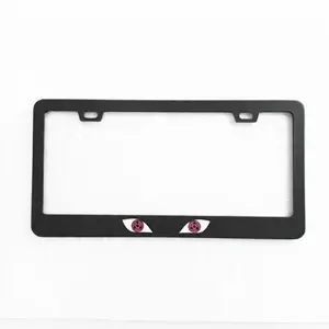 Black Stainless Steel Red Anime Eyes License Plate Frame | JDM Car Decor