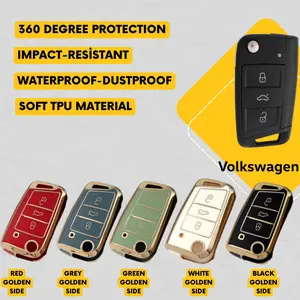 VOLKSWAGEN 3-Button Key Fob Cover for Golf MK7, Passat MK8, MK6, Tiguan MK2 - Tpu Smart Key Case