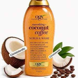 OGX Coconut Coffee Body Scrub & Wash Moisturizing Exfoliating Body Cleanser 19.5oz