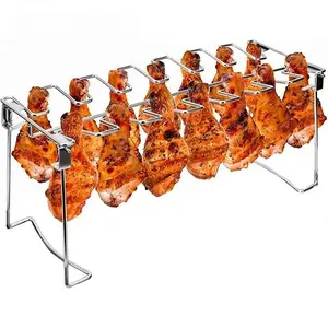 Metal Chicken Drumstick Rack, Multi Grid Chicken Leg Grill Rack, Dishwasher Safe Non Stick Barbecue Rack, Travel Accessories, Father's Day Gift, Barbecue Utensils for Camping