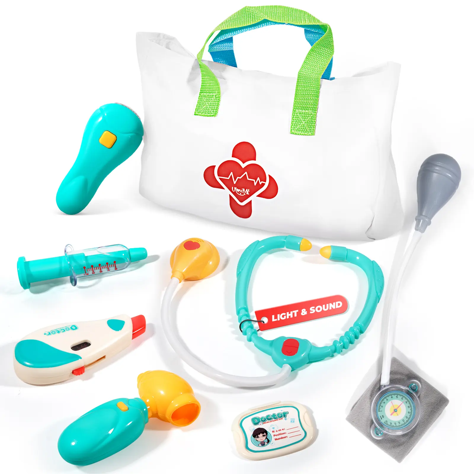 Doctor Kit for Kids with Stethoscope, Blood Pressure Cuff and Carrying Bag, Preschool Pretend Play
