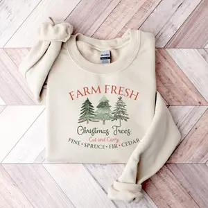 Farm Fresh Christmas Trees Sweatshirt, Crewneck for Holidays, Women's Christmas Shirt