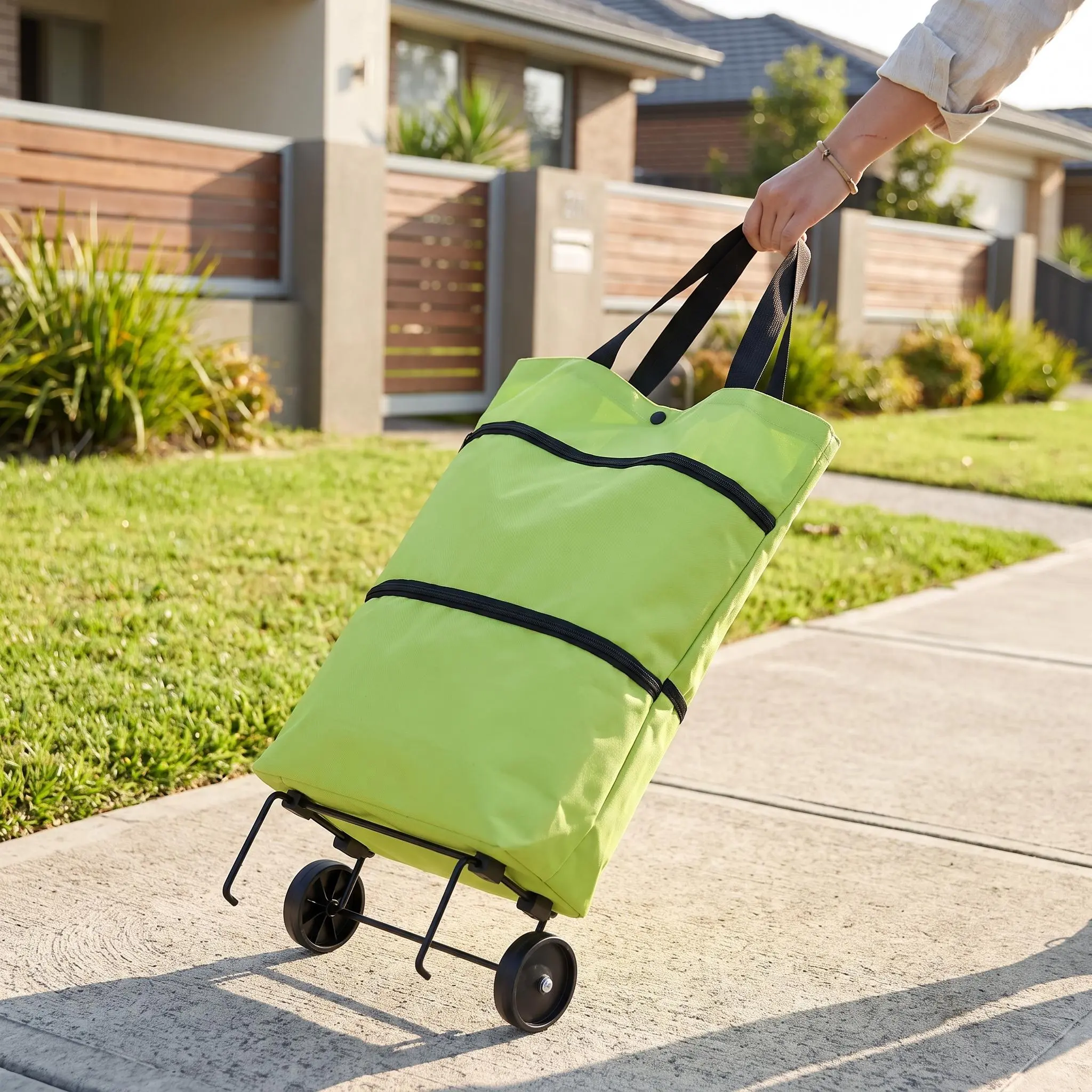 【Summer Sale Deals】Foldable Shopping Trolley Bag with Wheels - 2-in-1 Reusable Grocery Cart and Tote Bag for Market