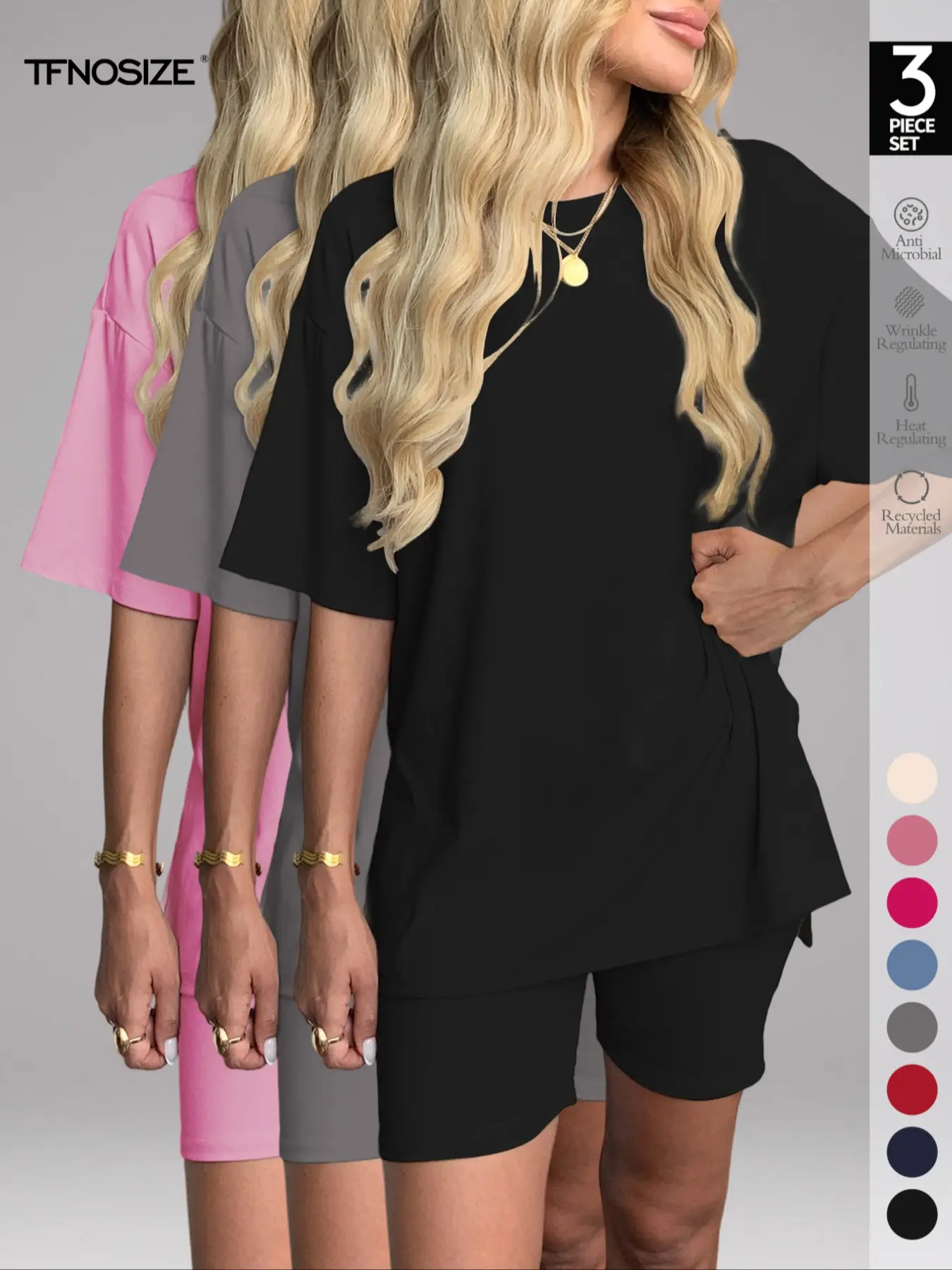 Women's Solid Color Tee & Skinny Shorts Loungewear Set, Fashion Casual Comfy Round Neck T-shirt & Shorts PJ Set, Ladies Sleepwear for Summer, Pajama，c