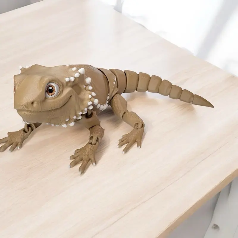 3D Printed Articulated  Bearded Dragon Figurine Decor Decoration