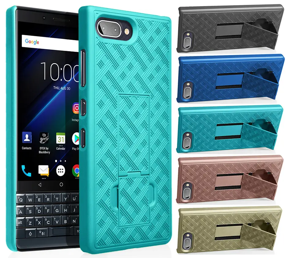 Case for BlackBerry Key2 LE, Slim Ribbed Hard Shell Cover [with Kickstand] for BlackBerry Key2 LE Phone [ONLY FOR LE MODEL]