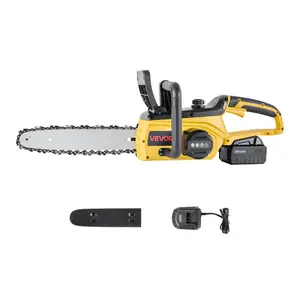 VEVOR Cordless Chainsaw, 20V 12-Inch Brushless Chainsaw Battery Powered, 4.0Ah Battery and Rapid Charger Included, Handheld Electric Chain Saw for Tree Felling, Wood Cutting, Pruning, and Trimming