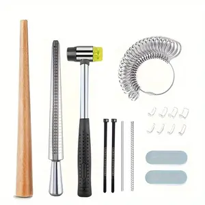 Ring Making Adjustment Repair Tool Set, Aluminum Rod Measurement Alloy Circle Finger Size Tool, Ring Shaping Repair Adjust Jewelry Measure