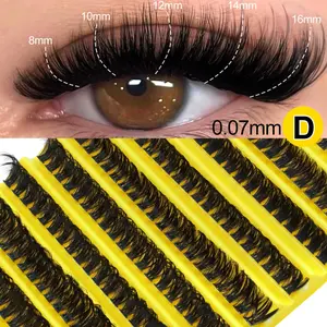 D curly fluffy tufted eyelashes, 200 tufted eyelashes, tufted eyelashes for natural extension, fine single eyelashes, 8-16mm natural eyelashes for personal use, Eyelash Extensions, Fluffy Eyelash Clusters, Volume False Eyelashes