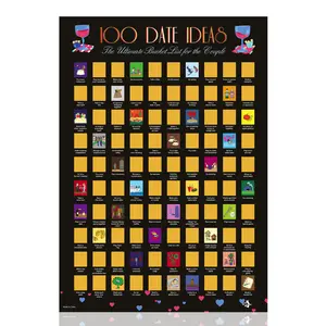 Top 100 Dates Scratch Off Poster - Couples Gift - With Scratching Tool – Date Night Ideas original  poster wall  art