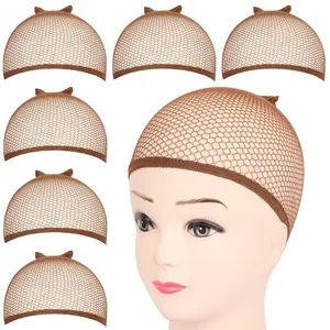 Wig Cap, 6 count Wig Caps for Women  Brown, Mesh Wig Cap Net, Closed End Hair Nets, Nylon Hair Net for Wigs for Halloween Rave Party
