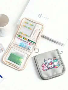 1 portable medicine bag, cute storage pouch with cartoon pills and syringe, compact pill organizer and first aid small bag, portable medical kit, travel-friendly medication storage, suitable for daily/outdoor/travel/dormitory use