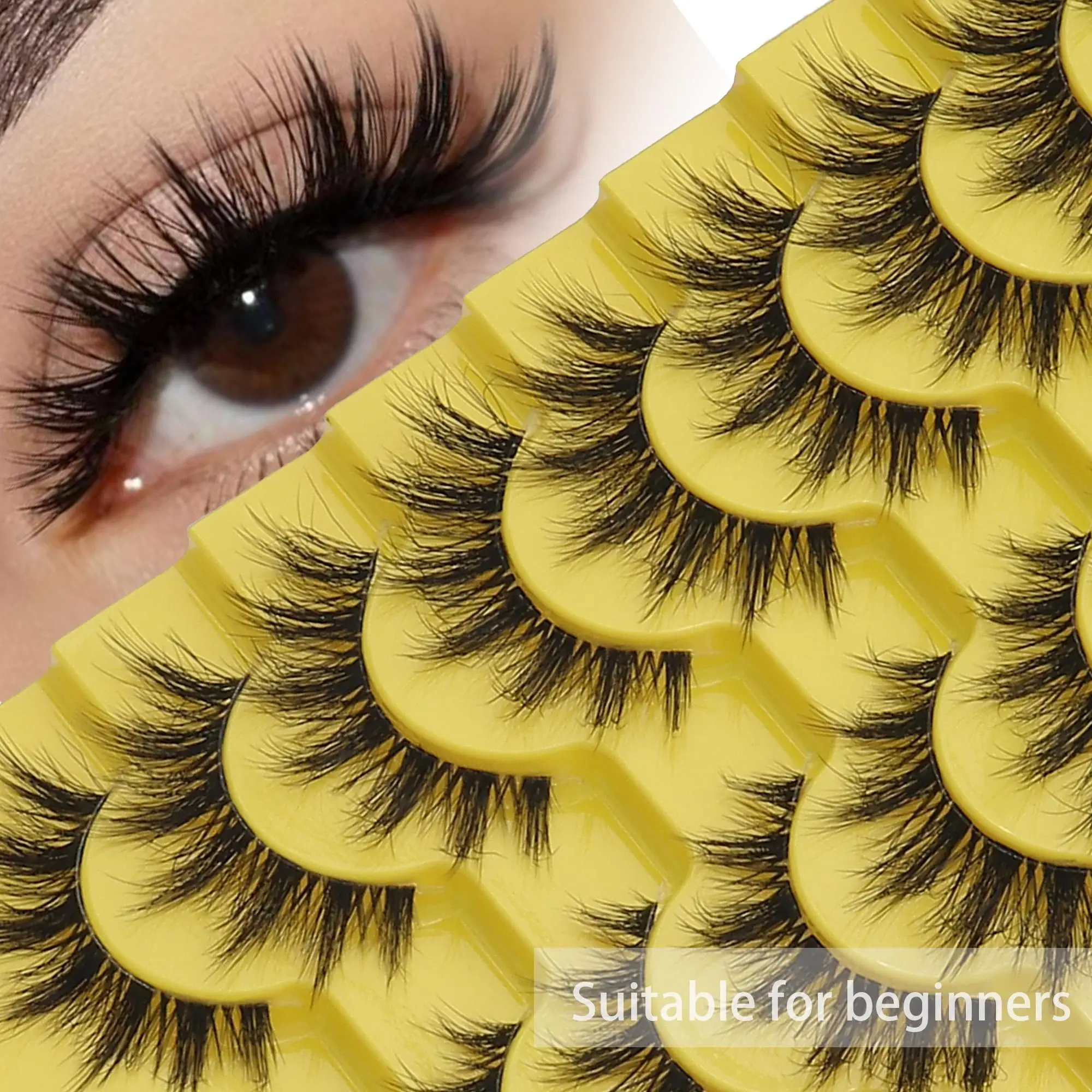 3D Natural Look False Eyelashes for Eyelash Extensions, 10 Pairs Wispy Faux Cluster Lashes, Volumized False Eyelashes for Women and Girls Eye Cosmetic
