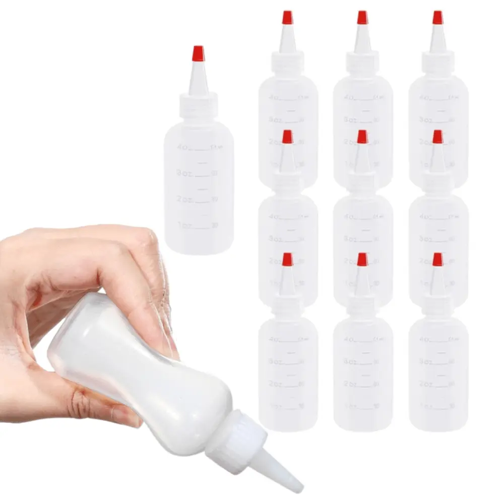 10PCS Pointed-Nozzle Semi-Transparent Plastic Squeeze Bottles, Portable Graduated Travel Bottles, Refillable Liquid Dispensing Bottles