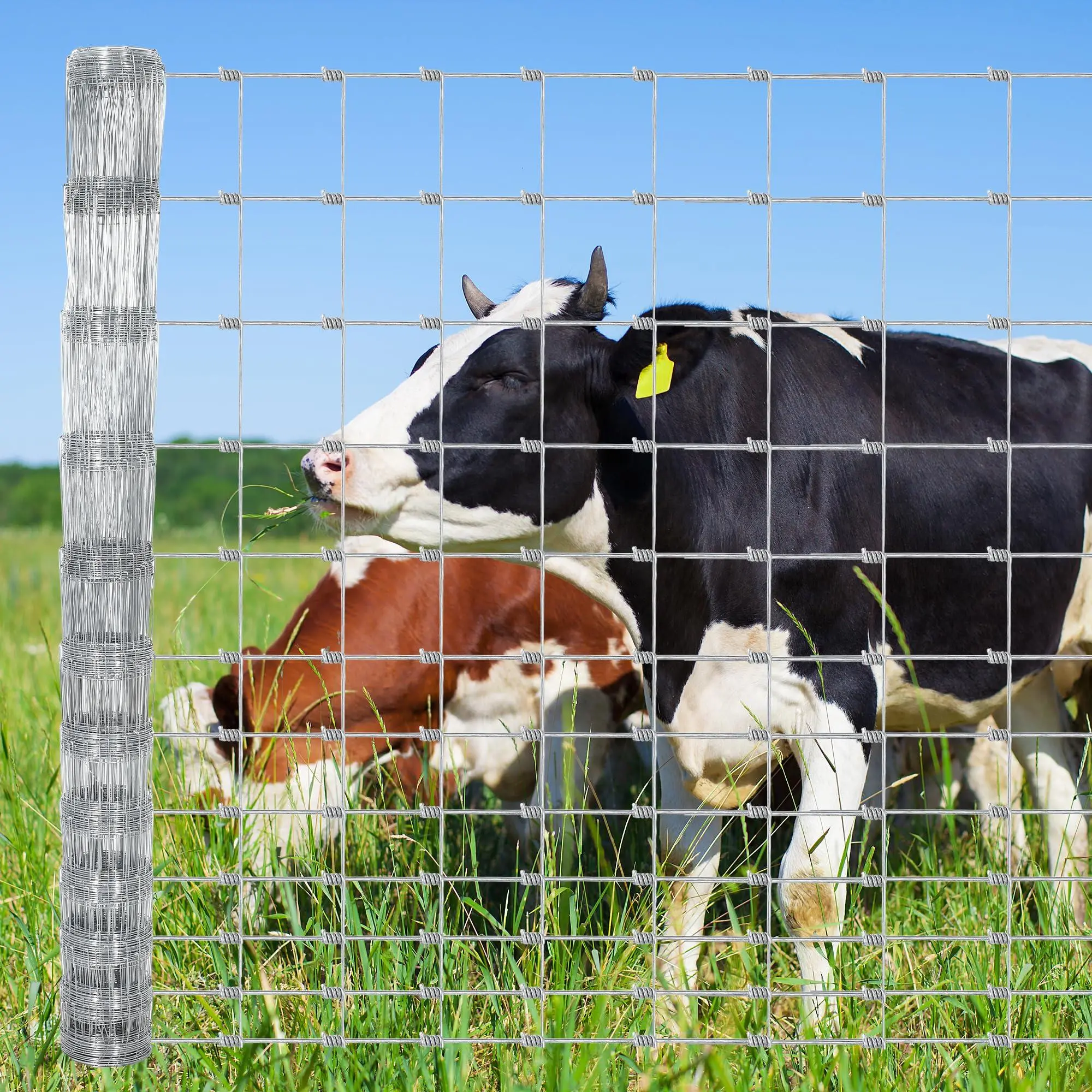 GARVEE Livestock Fence, 6Ft x 328Ft Galvanized Wire Fencing, Cattle Farm Fence, Deer Fences, Heavy Zinc Goat Fences for Goat Deer Yard Livestock Protection