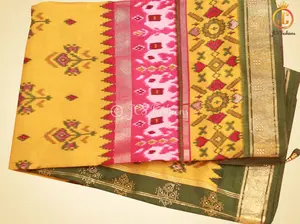 Patola Design Border Banarasi Munga Silk Saree With Blouse