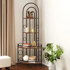 4 Tier Corner Rack，Scalloped Corner Storage Rack, Storage and Display Corner Rack, Corner Ladder Rack for Living Room, Kitchen, Home Office